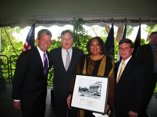 From left: NYC Small Business Services Commissioner Robert W. Walsh, Columbia's Senior Executive Vice President Robert Kasdin, La-Verna Fountain and Joseph Ienuso 