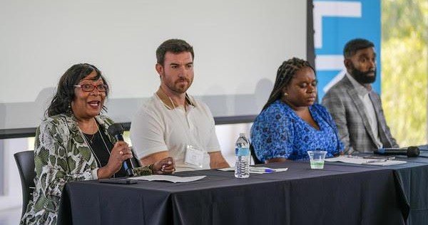 L-R: Tanya Pope, AVP, University Supplier Diversity, Columbia University, John Rooney, Area Director, Economic Inclusion at Gilbane Building Company, Ugochi Onyeukwu, Director, Diversity Equity Inclusion, NY Philharmonic and Kevin V.G. Wells, Esq. Chief Diversity Officer at Wildlife Conservation Society.