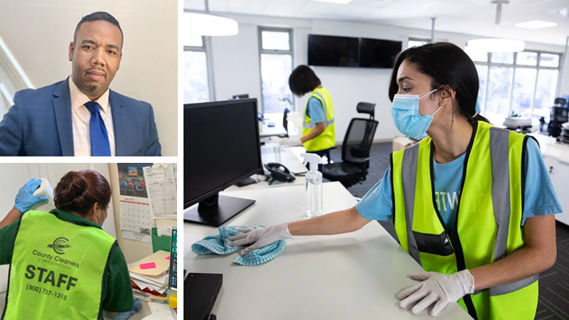 County Cleaners Corporation, an MBE participant of the ASCEND Regional Program, completing a comprehensive cleaning at the new Columbia Business School buildings.