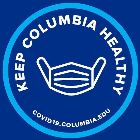 Keep Columbia Healthy sticker with an image of a face covering