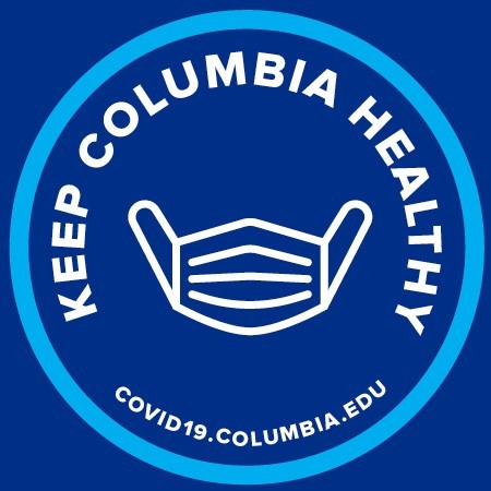 Keep Columbia Healthy sticker with an image of a face covering