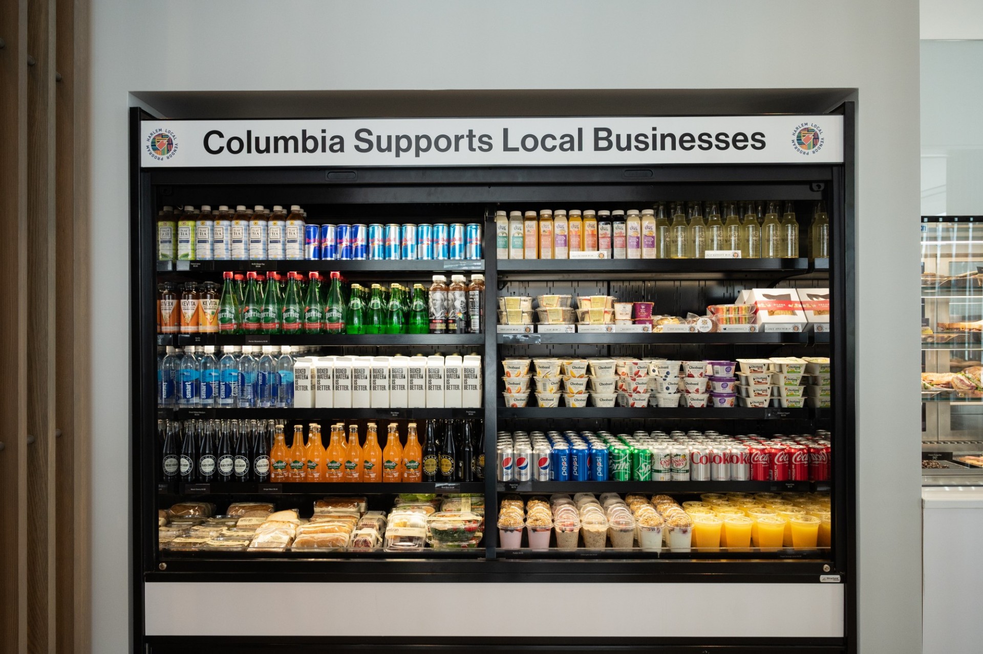Products from local vendors on display in the café on the ground floor of David Geffen Hall. Photo by Diane Bondareff.