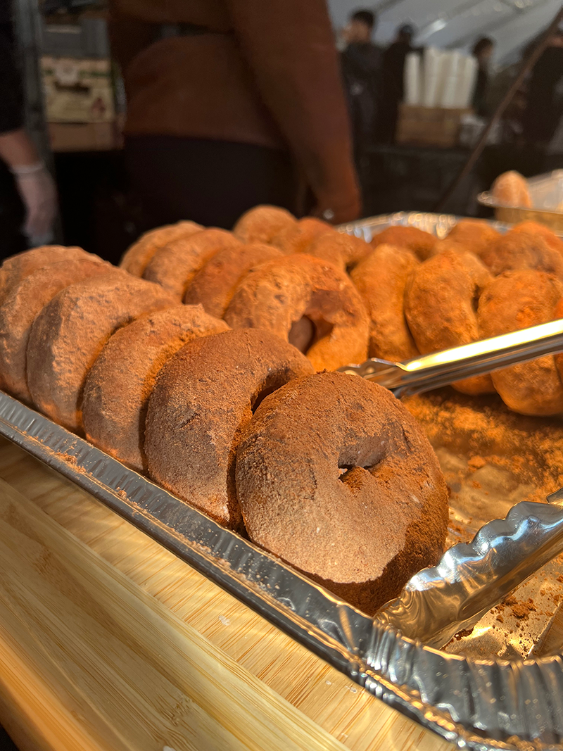 Rows of apple cider donuts