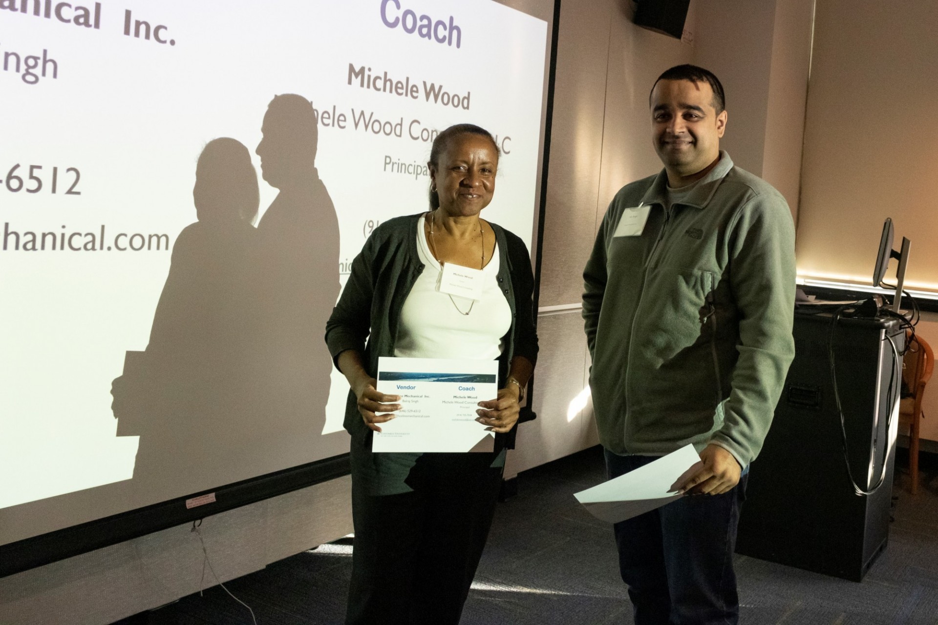 Michele Wood, CU Grow Coach with Vik Singh, VP of Hotline Mechanical Michele Wood, CU Grow Coach with Vik Singh, VP of Hotline Mechanical