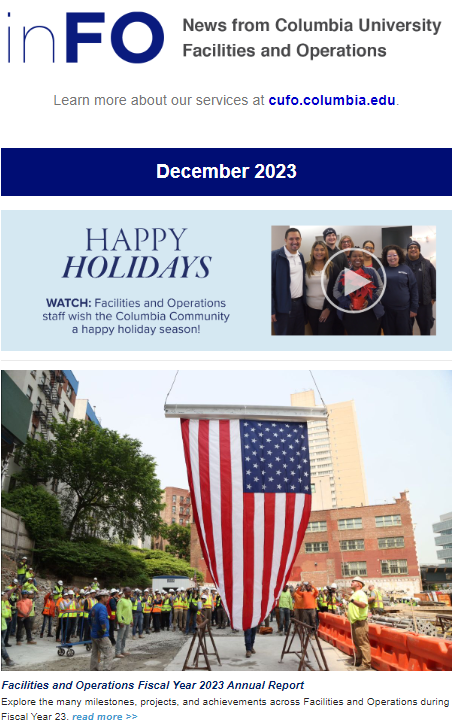 Screenshot of December 2023 inFO Newsletter.