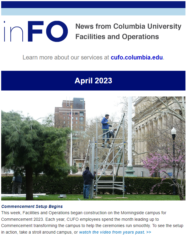 Screenshot of April 2023 inFO Newsletter.