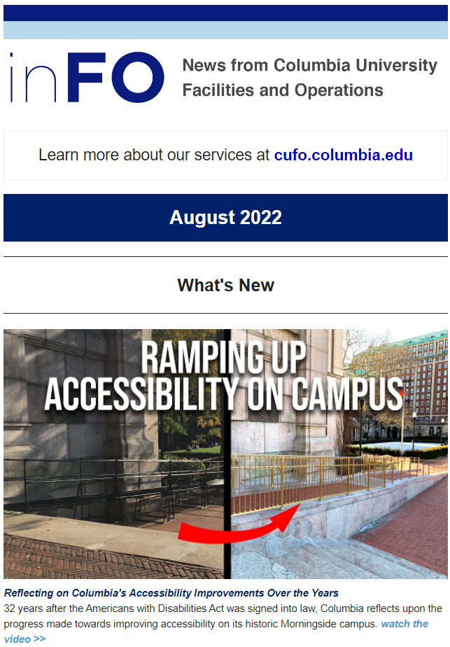 Screenshot of the August 2022 edition of inFO newsletter.