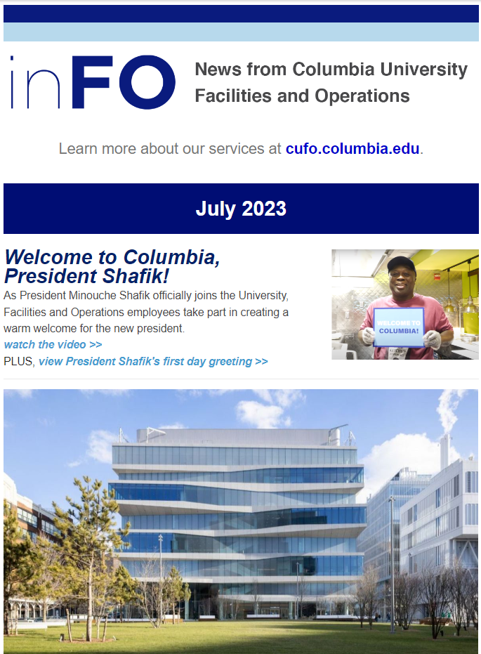 Screenshot of July 2023 inFO Newsletter.