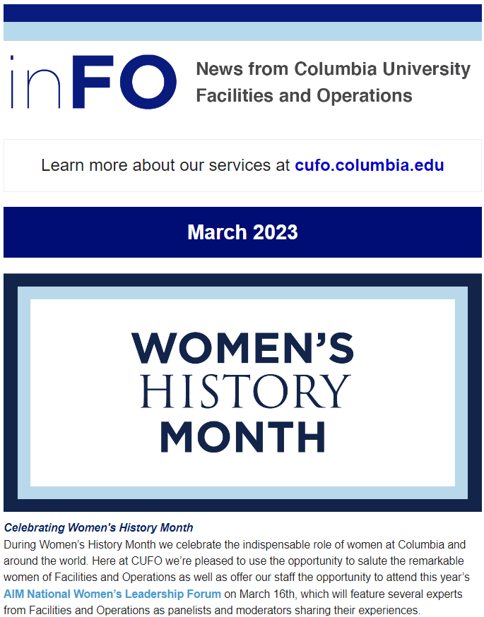 Screenshot of March 2023 inFO Newsletter.
