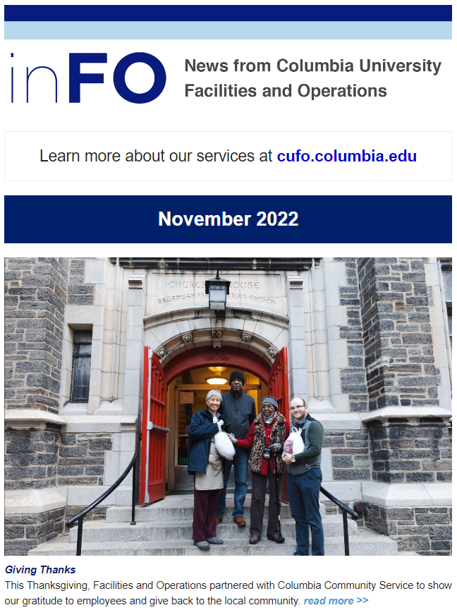 Screenshot of November 2022 inFO Newsletter.