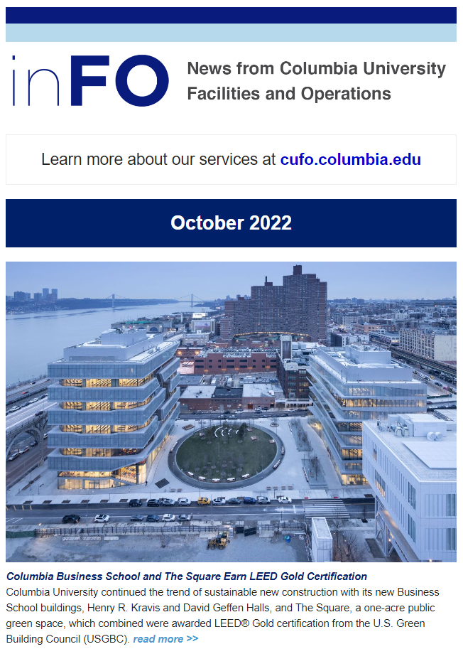 Screenshot of October 2022 inFO Newsletter.