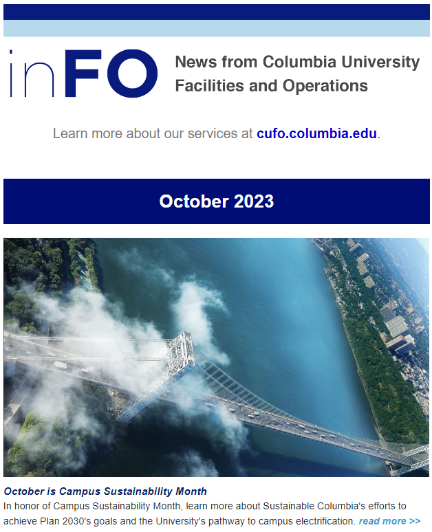 Screenshot of October 2023 inFO Newsletter.