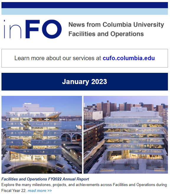 Screenshot of January 2023 inFO Newsletter.