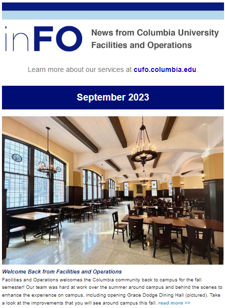 Screenshot of September 2023 inFO Newsletter.