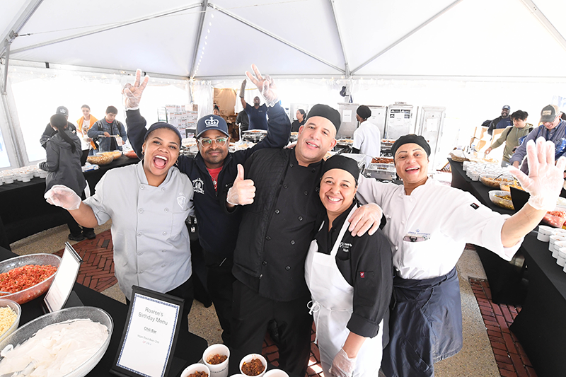 When work is fun! Left to right: Gleinys, Yendy, German, Niurka, and Victoria A group of staff inside the event tent