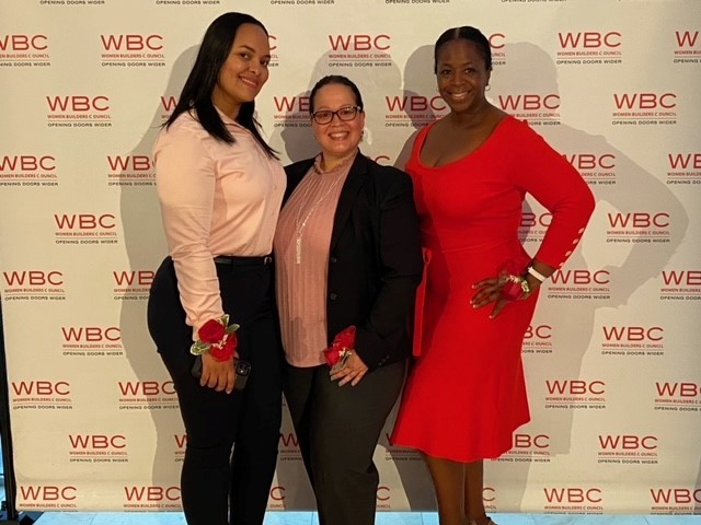 (L-R): Angela Ramos de Tejada, Sarah Milena Matos, Tammy Cockerham CUFO honorees pose at the WBC 2022 Champion Awards